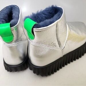 4ccccees Silver and Green Ankle Boots